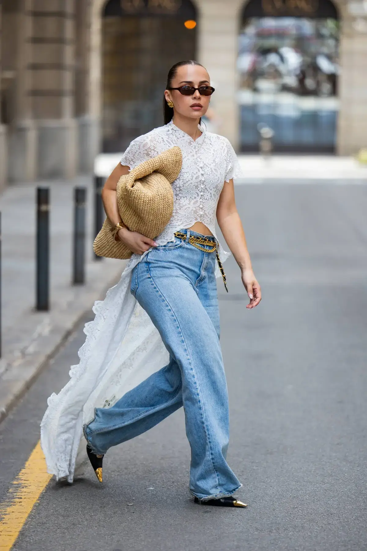 The Enduring Appeal of White Blouses, Flared Jeans, and High Heels