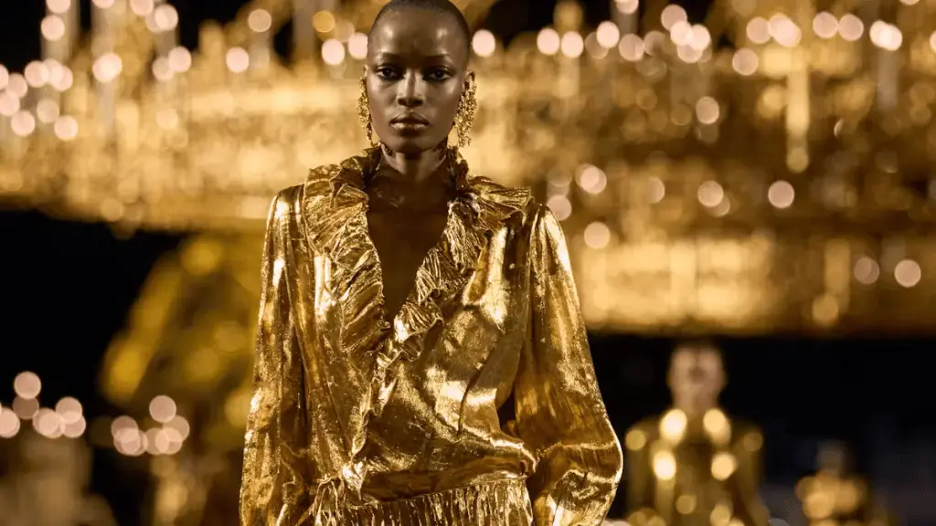 Anthony Vaccarello Marks Ten Years at Saint Laurent With Golden Tribute