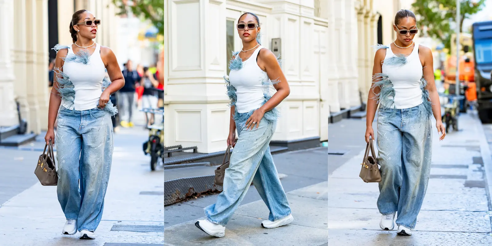 Jordyn Woods Makes Bold Statement with Chunky Hoka Sneakers at Fashion Week