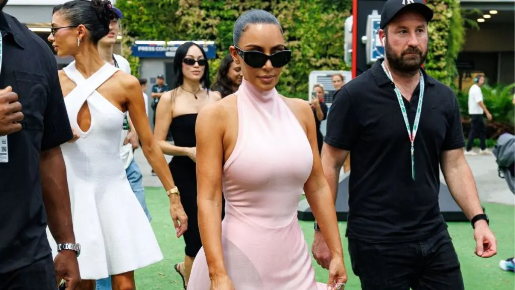 Kim Kardashian Wears Sheer Dress at Singapore Grand Prix